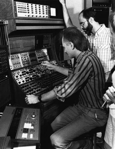 13. Scott A. Wyatt with students in Studio A in the Univ. of Illinois EMS (1986)