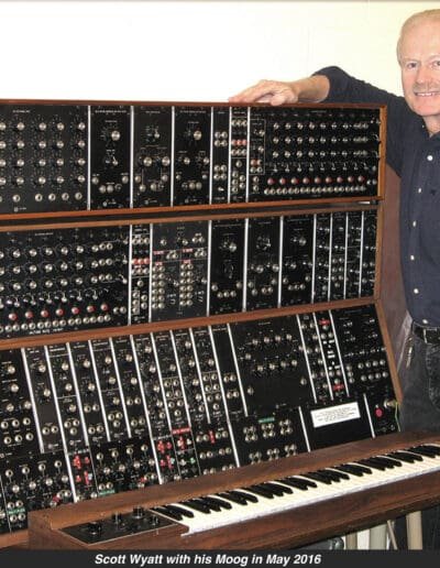 Scott Wyatt with his Moog synth 2016
