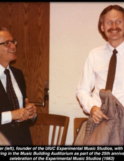 5. Lejaren Hiller with Wyatt at EMS 25th anniv (1983)